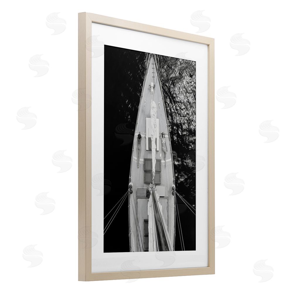 LSR Design Studio Sailboat Dream Aerial View Birch Framed Print Under Glass Art