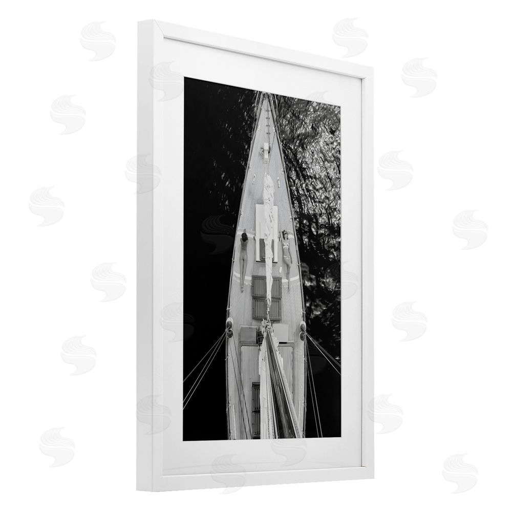 LSR Design Studio Sailboat Dream Aerial View White Framed Print Under Glass Art