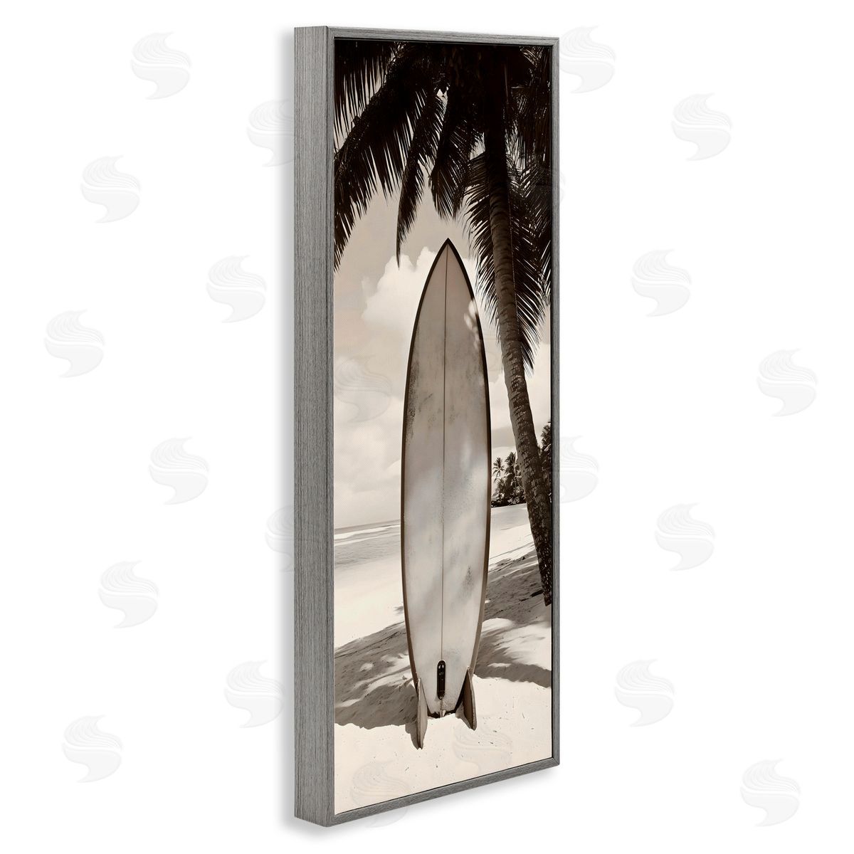 LSR Design Studio Monochrome Surf Paradise Gray Framed Giclee Art Print