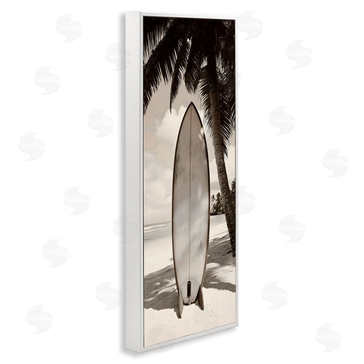 LSR Design Studio Monochrome Surf Paradise White Frame Giclee Art Print
