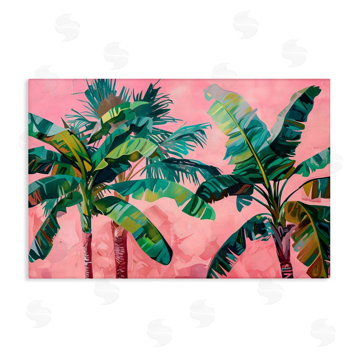 LSR Design Studio Palm Tree Tops on Pink Canvas Wall Art Print