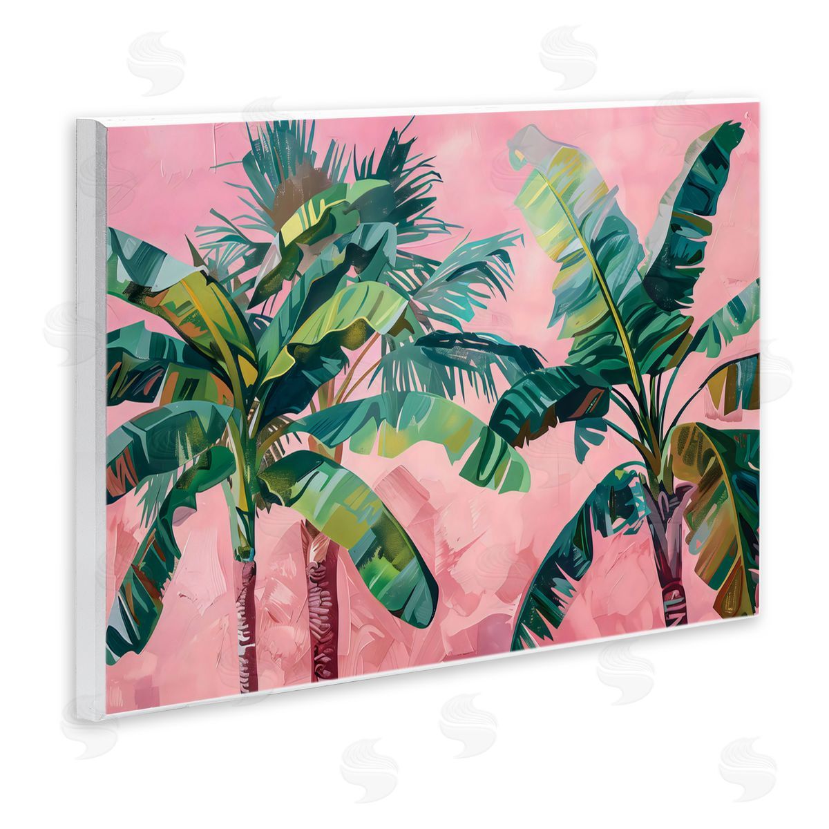 LSR Design Studio Palm Tree Tops on Pink Wall Plaque Art Print