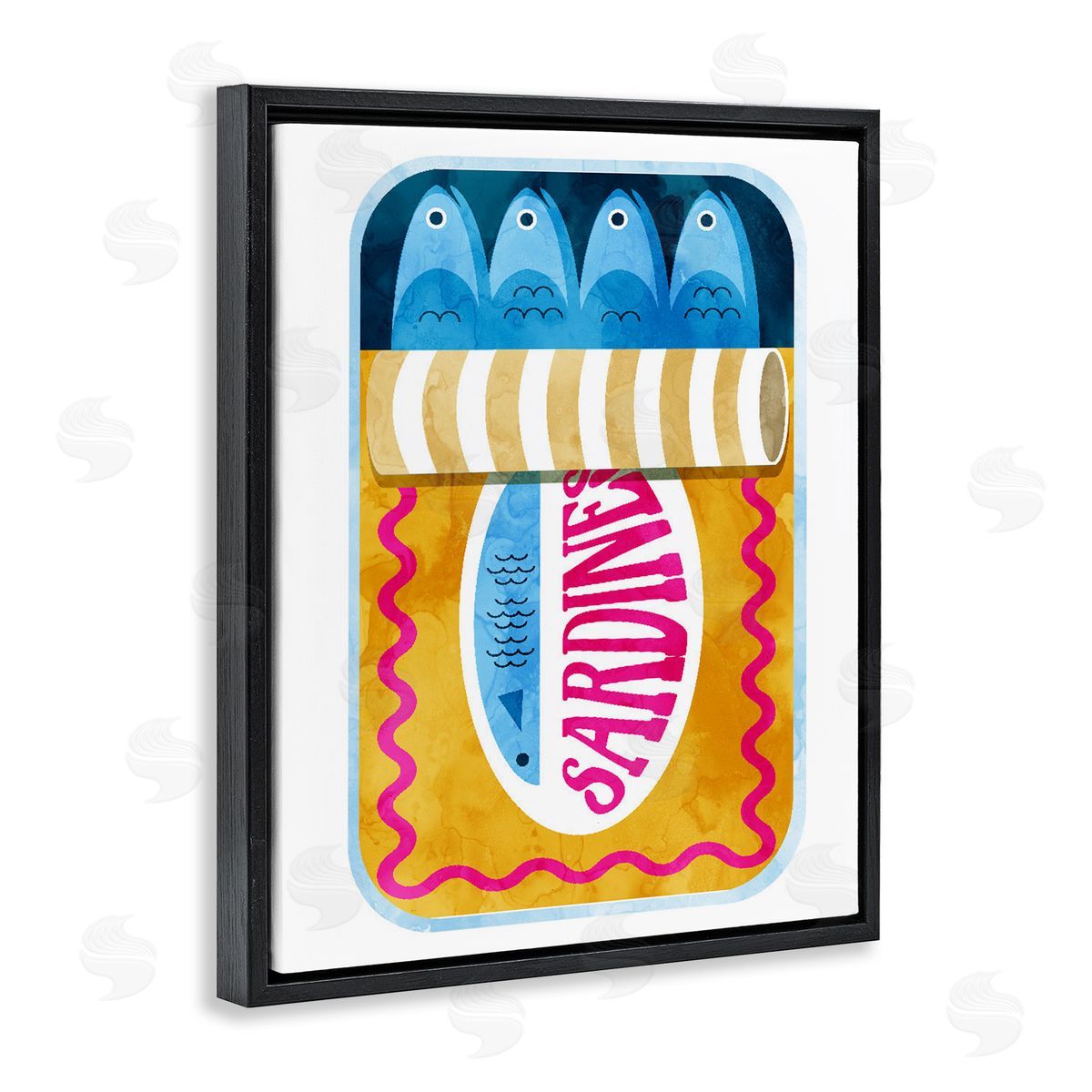 Lil' Rue Blue & Orange Canned Sardines Canvas Wall Art Print