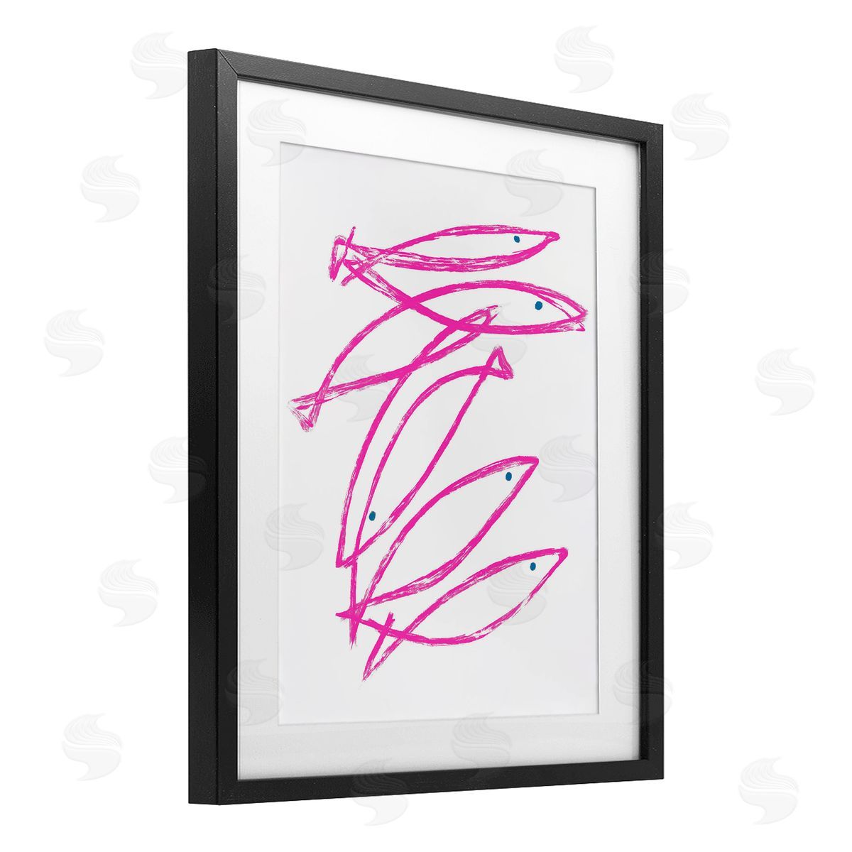 Lil' Rue Minimalist Pink Fish Canvas Wall Art Print
