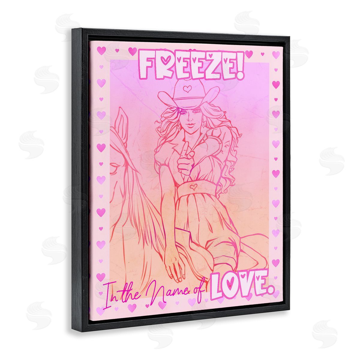 Ziwei Li Freeze Name Of Love Cowgirl Black Floating Frame Canvas Wall Art Print