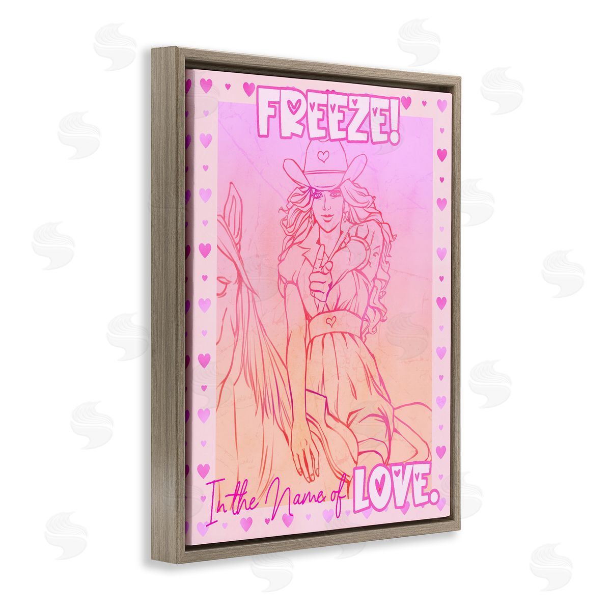 Ziwei Li Freeze Name Of Love Cowgirl Brown Floating Frame Canvas Art Print