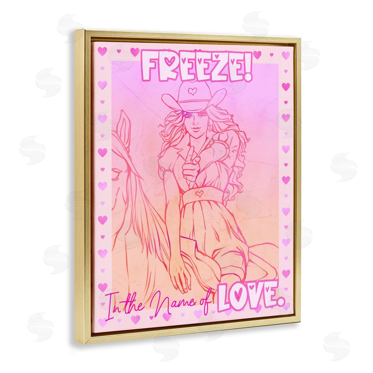 Ziwei Li Freeze Name Of Love Cowgirl Gold Floating Frame Canvas Art Print