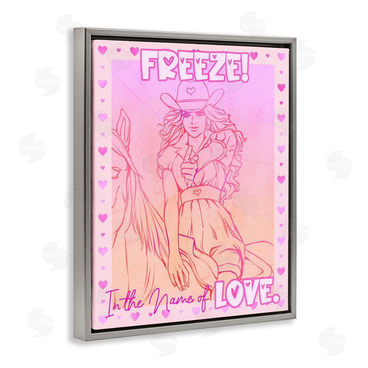 Ziwei Li Freeze Name Of Love Cowgirl Gray Floating Frame Canvas Art Print