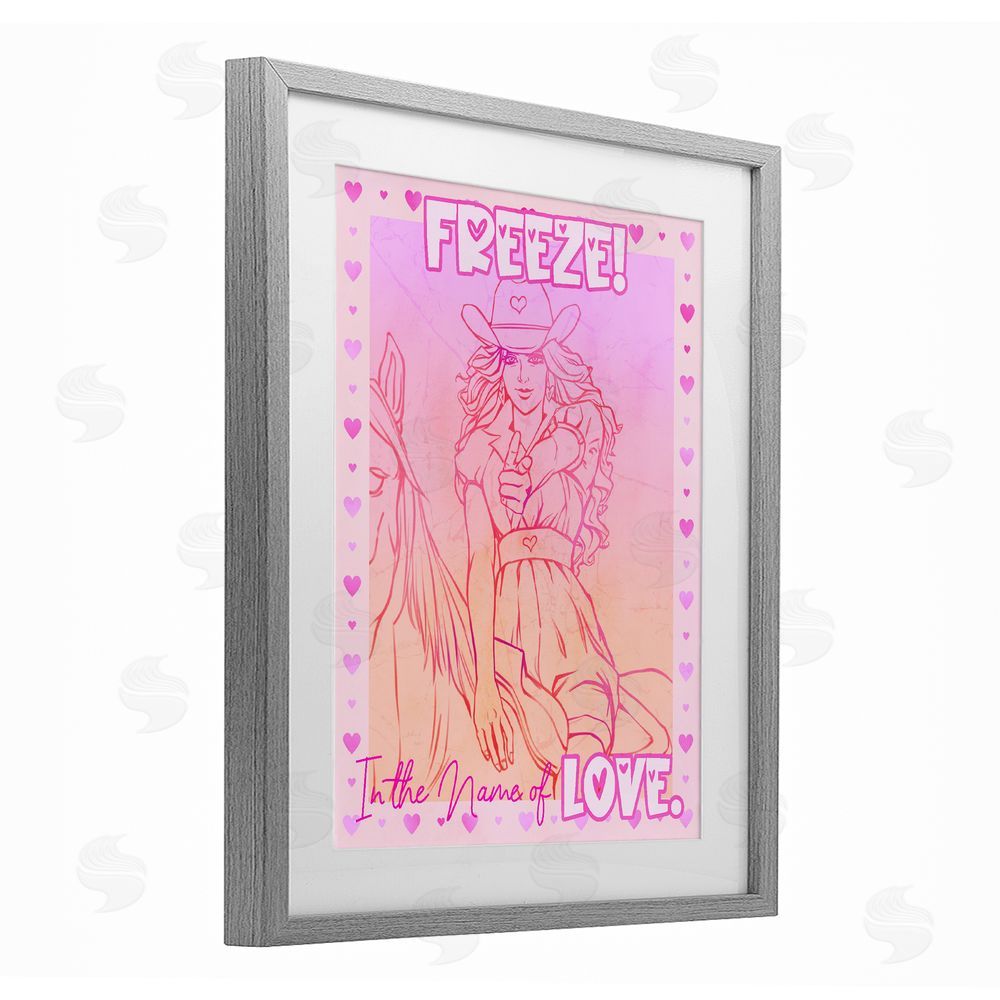 Ziwei Li Freeze Name Of Love Cowgirl Gray Framed Print Under Glass Art