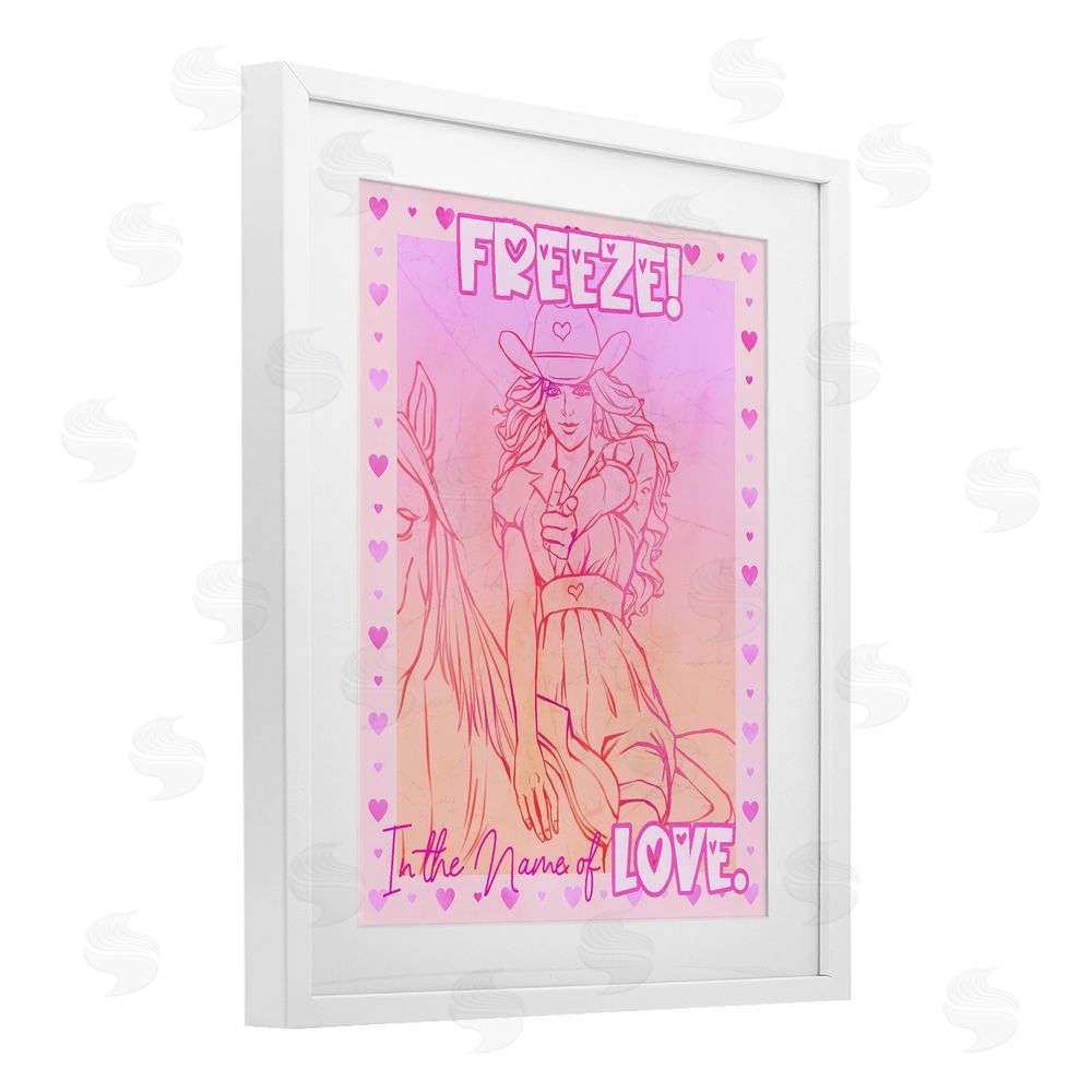 Ziwei Li Freeze Name Of Love Cowgirl White Framed Print Under Glass Art