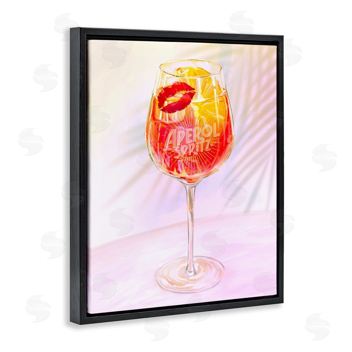 Ziwei Li Retro & Tropical Aperol Spritz Black Floating Frame Canvas Wall Art Print