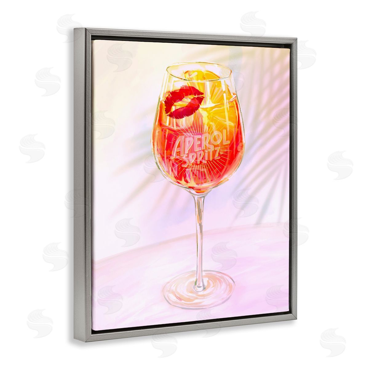 Ziwei Li Retro & Tropical Aperol Spritz Gray Floating Frame Canvas Art Print