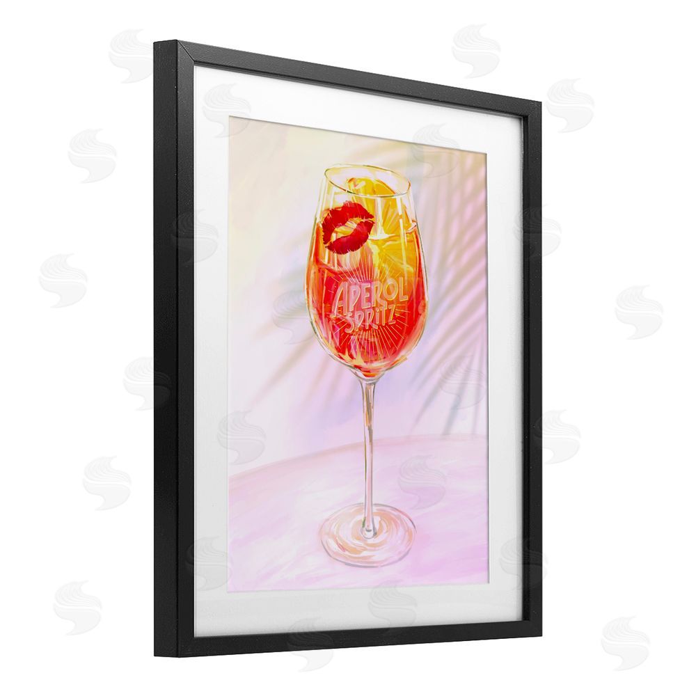 Ziwei Li Retro & Tropical Aperol Spritz Black Framed Print Under Glass Art