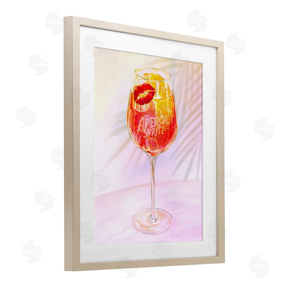 Ziwei Li Retro & Tropical Aperol Spritz Birch Framed Print Under Glass Art
