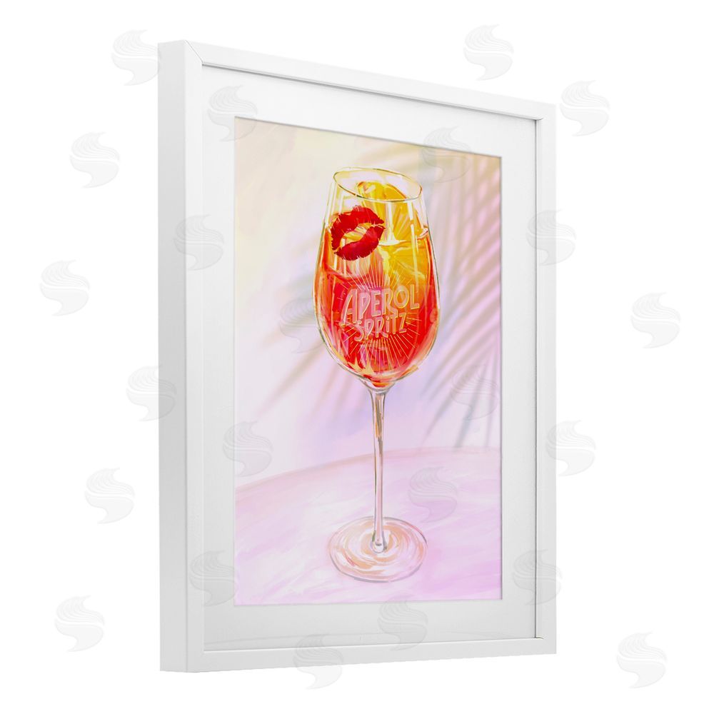Ziwei Li Retro & Tropical Aperol Spritz White Framed Print Under Glass Art
