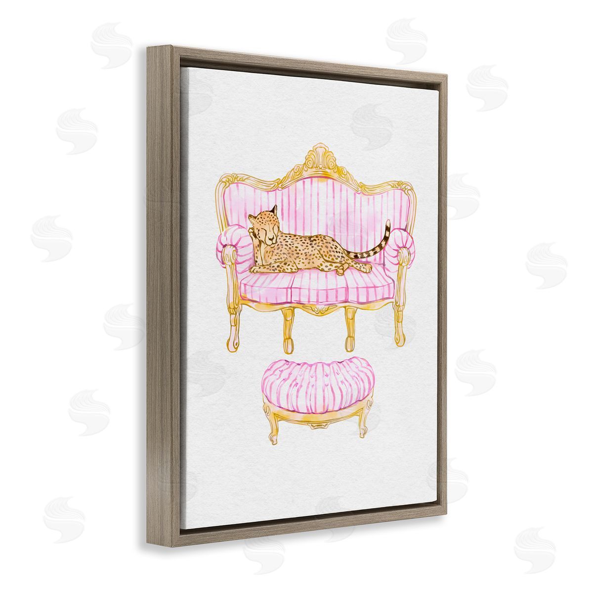 Ziwei Li Cheetah Resting Stylish Furniture Brown Floating Frame Canvas Art Print