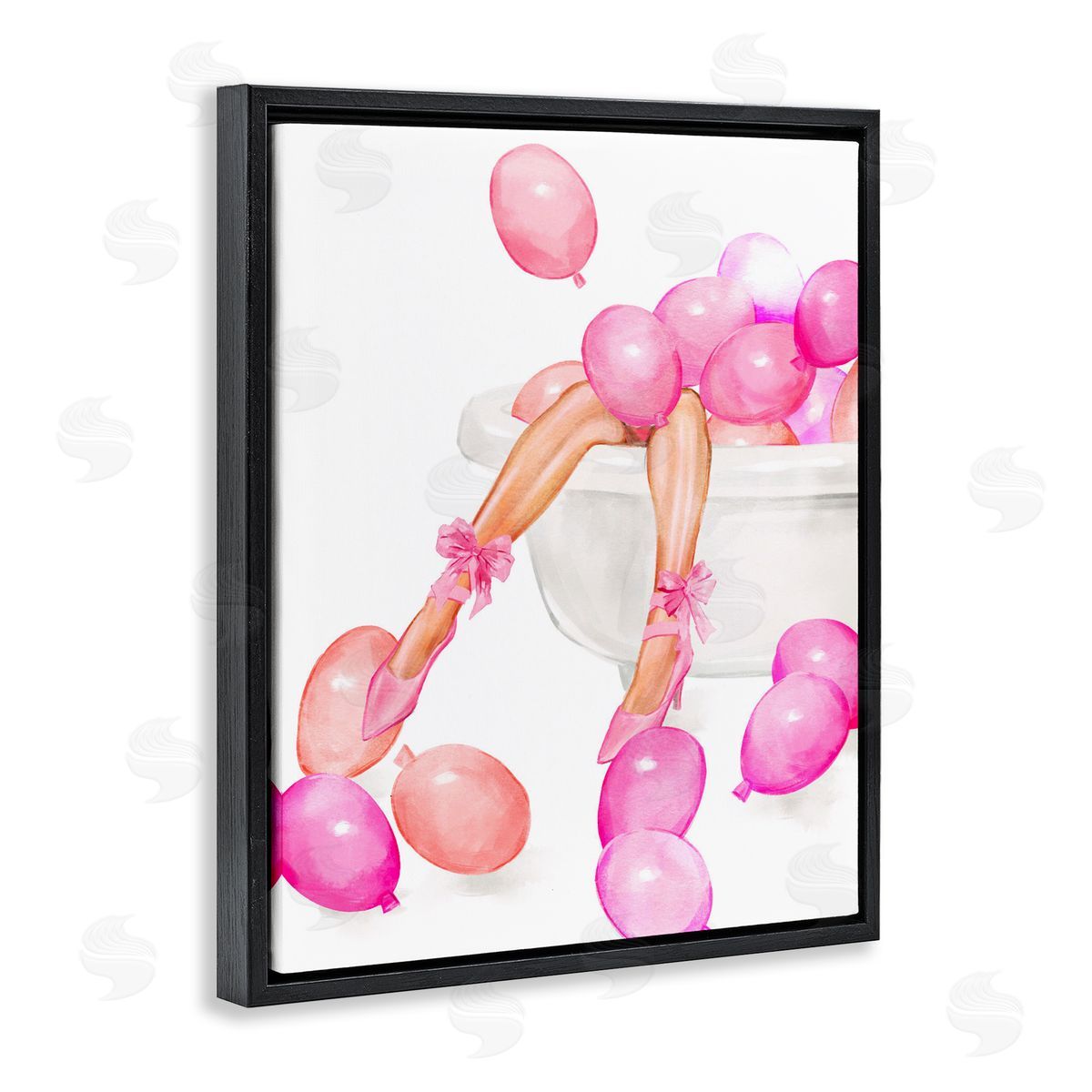 Ziwei Li Balloon Bath with Glam Heels Black Floating Frame Canvas Wall Art Print