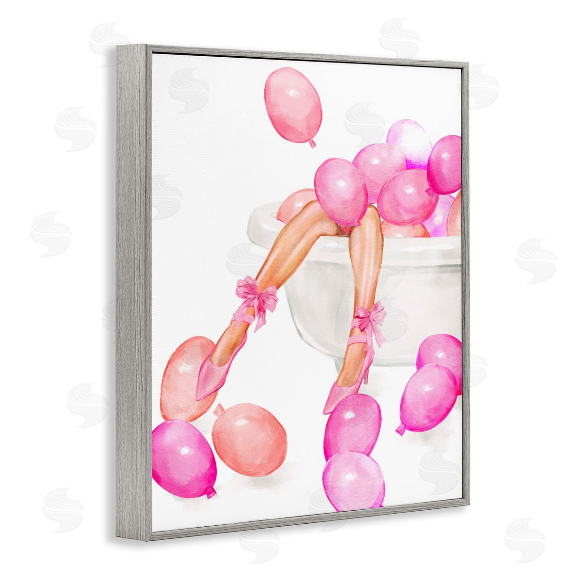 Ziwei Li Balloon Bath with Glam Heels Gray Framed Giclee Art Print