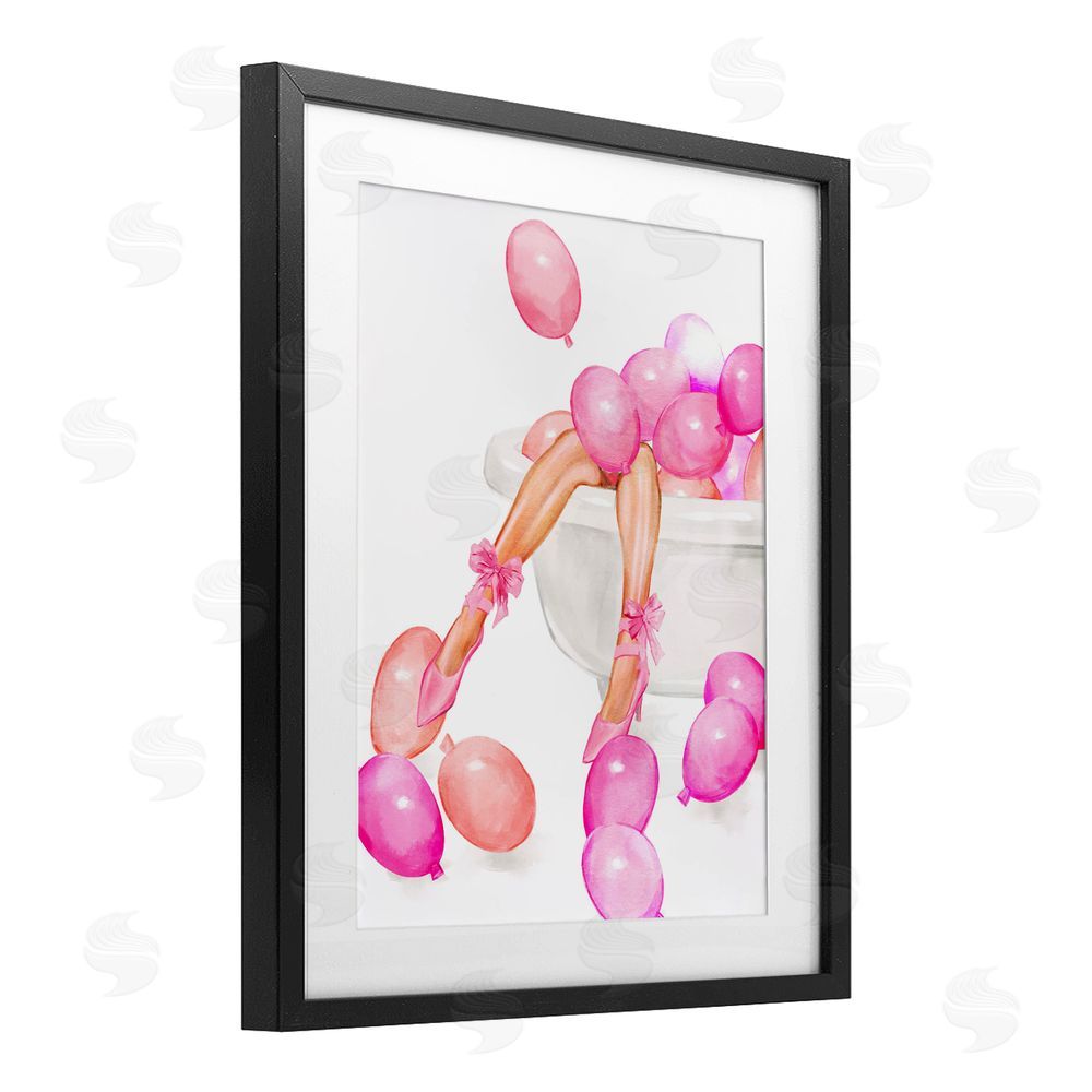 Ziwei Li Balloon Bath with Glam Heels Black Framed Print Under Glass Art