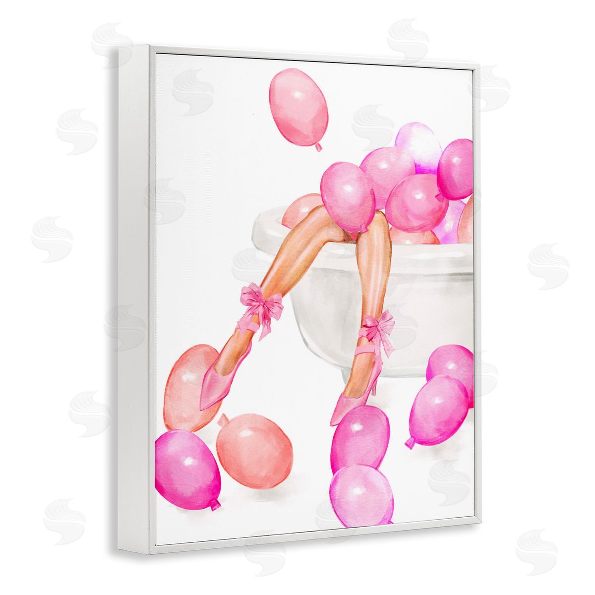 Ziwei Li Balloon Bath with Glam Heels White Frame Giclee Art Print