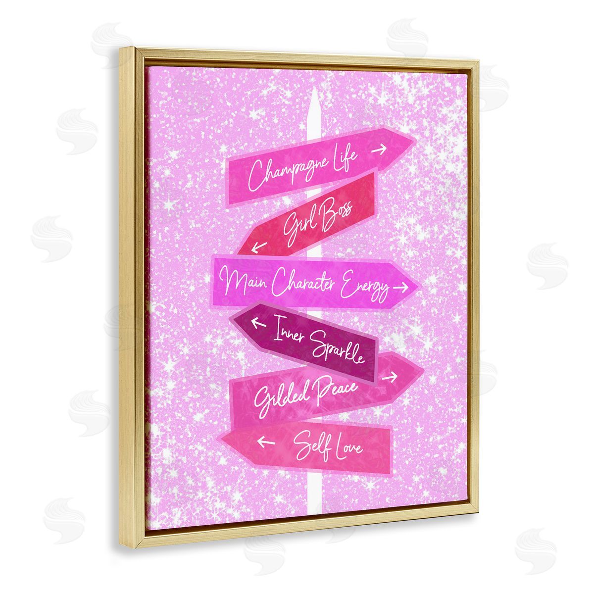 Ziwei Li Confident Glam Sign Posts Gold Floating Frame Canvas Art Print