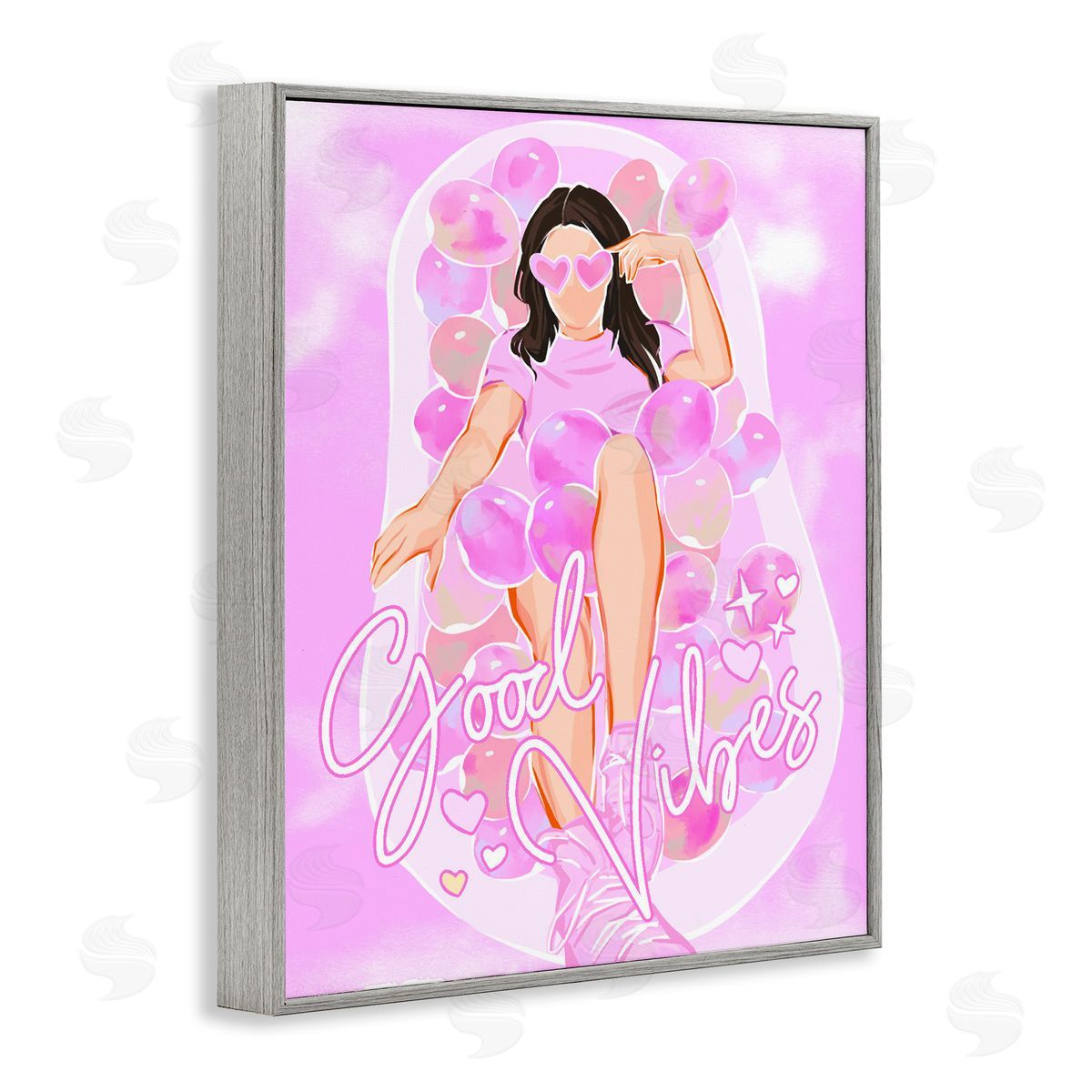 Ziwei Li Good Vibes Glam Bath Gray Framed Giclee Art Print