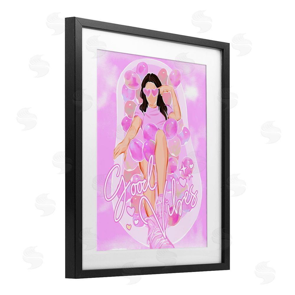 Ziwei Li Good Vibes Glam Bath Black Framed Print Under Glass Art