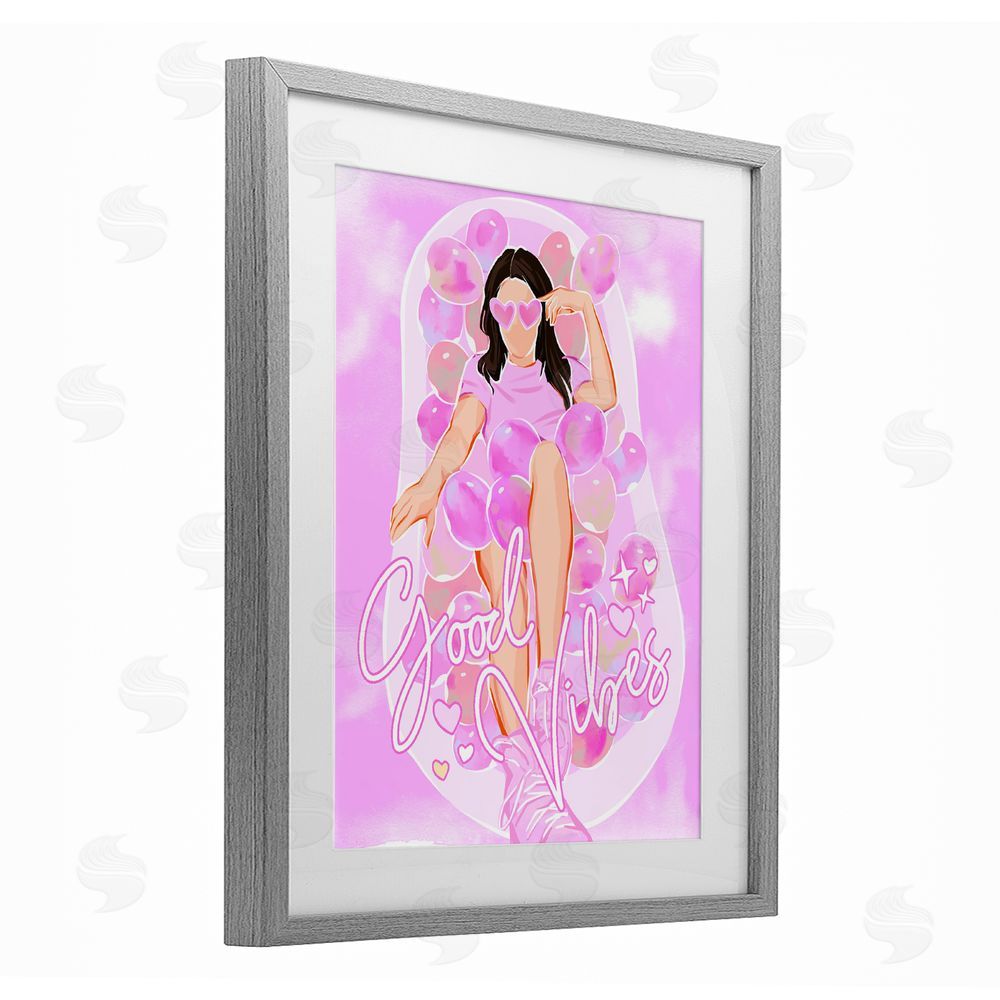 Ziwei Li Good Vibes Glam Bath Gray Framed Print Under Glass Art