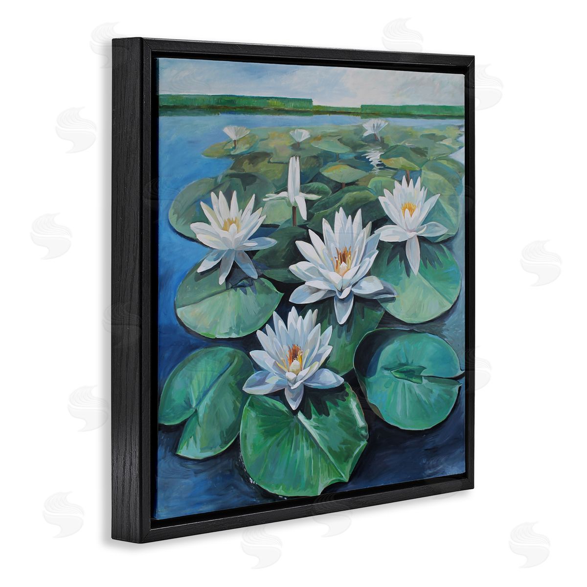 Violeta Vollmer White Pond Lilies Group Canvas Wall Art Print