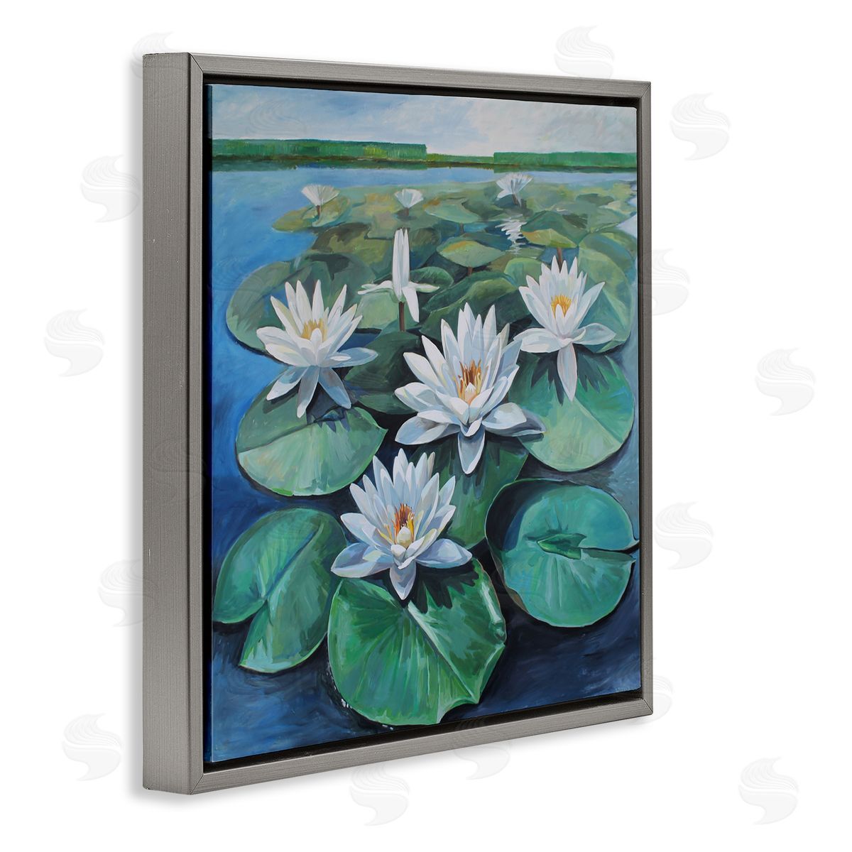 Violeta Vollmer White Pond Lilies Group Canvas Wall Art Print