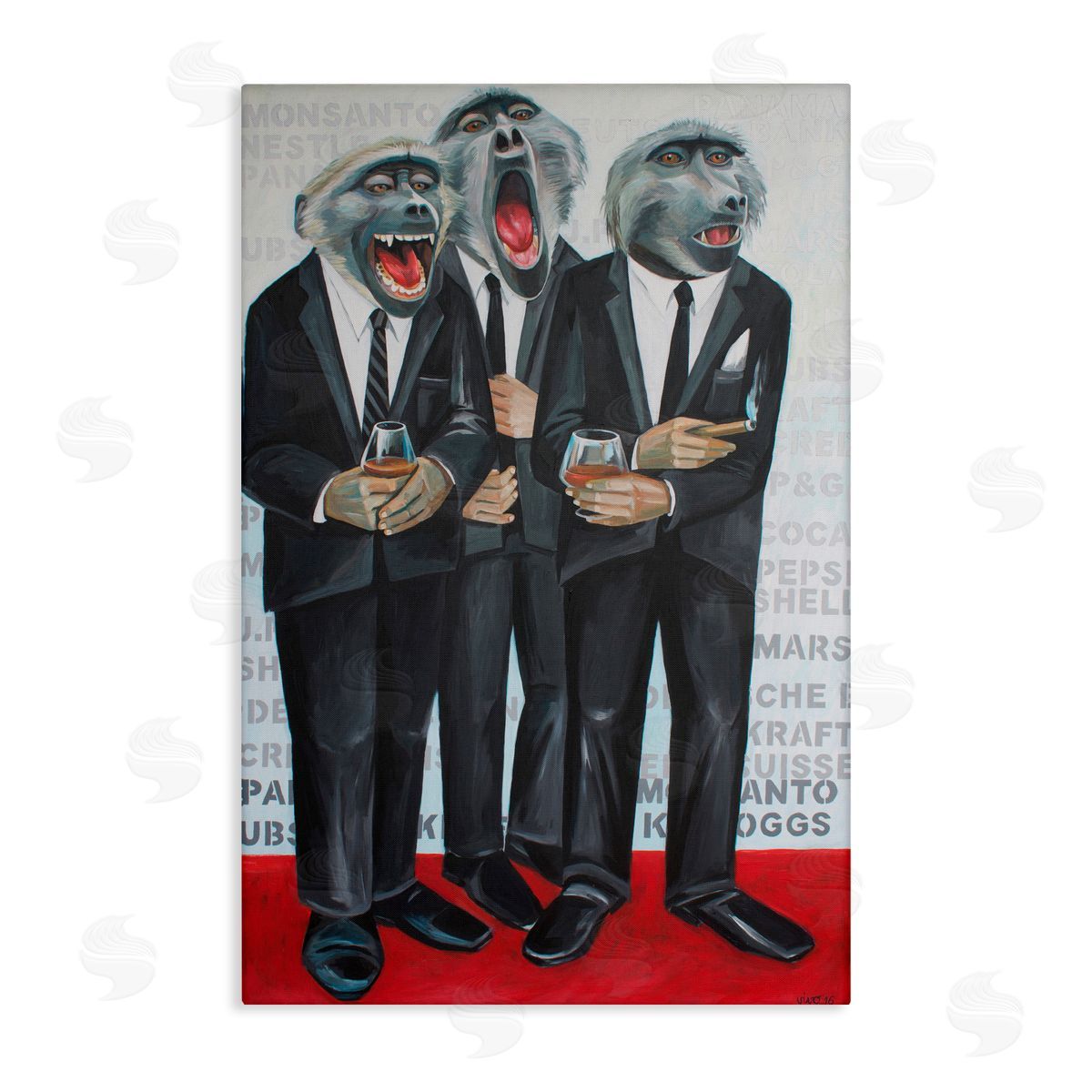 Violeta Vollmer Formal Monkeys in Suits Canvas Wall Art Print