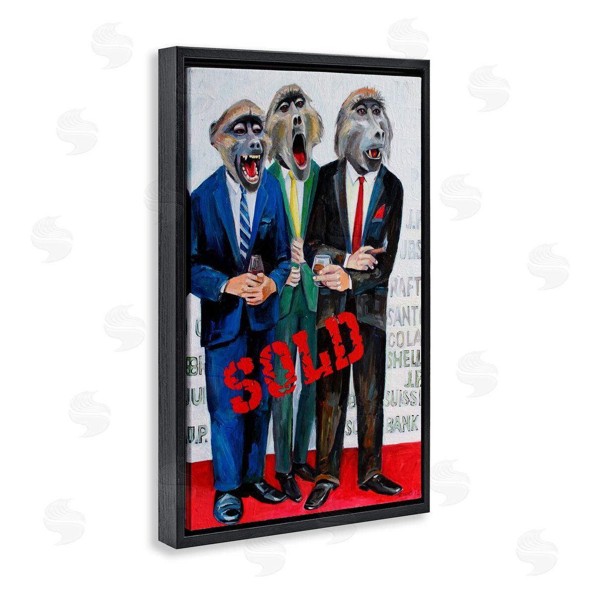 Violeta Vollmer Funny Monkeys with Sold Text Canvas Wall Art Print