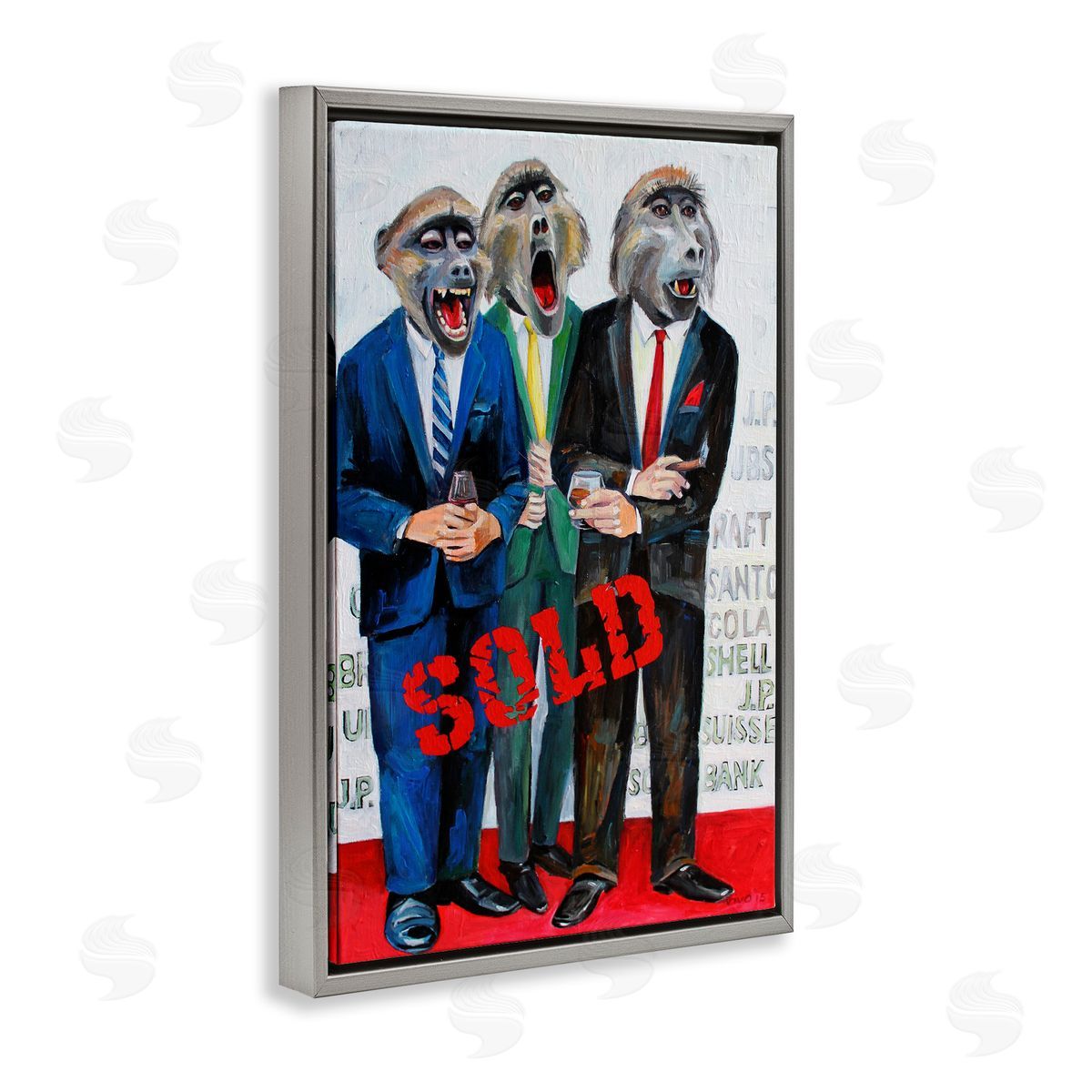 Violeta Vollmer Funny Monkeys with Sold Text Canvas Wall Art Print