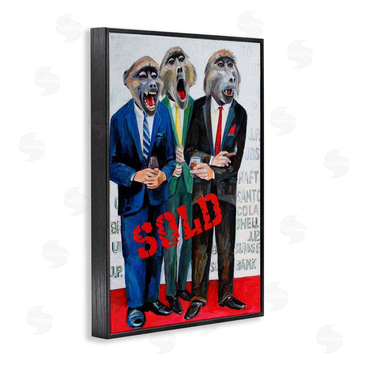 Violeta Vollmer Funny Monkeys with Sold Text Canvas Wall Art Print