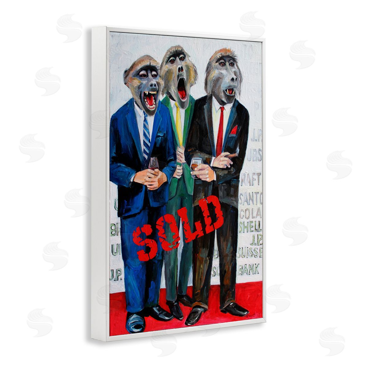 Violeta Vollmer Funny Monkeys with Sold Text Canvas Wall Art Print