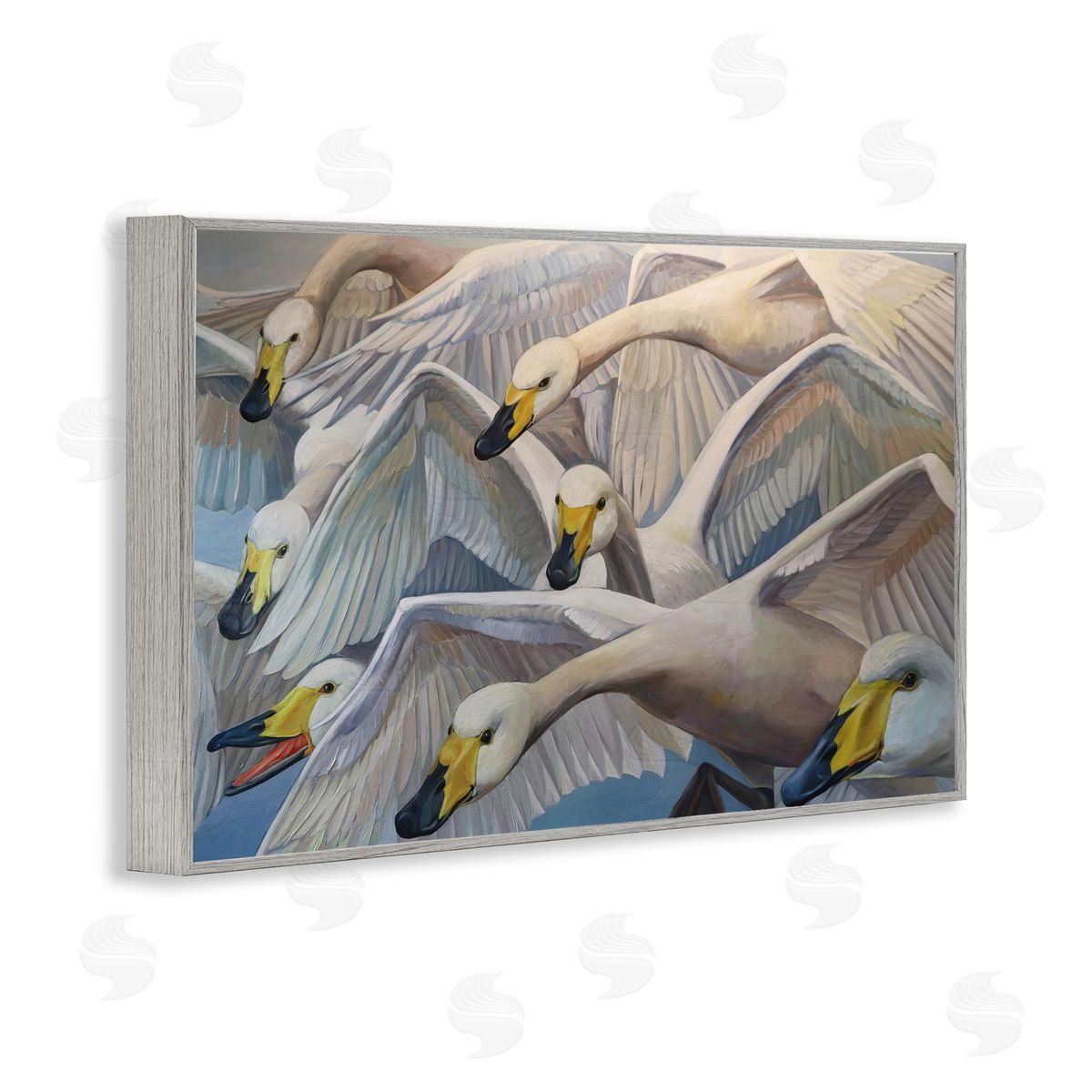Violeta Vollmer Graceful Swans in Flight Canvas Wall Art Print