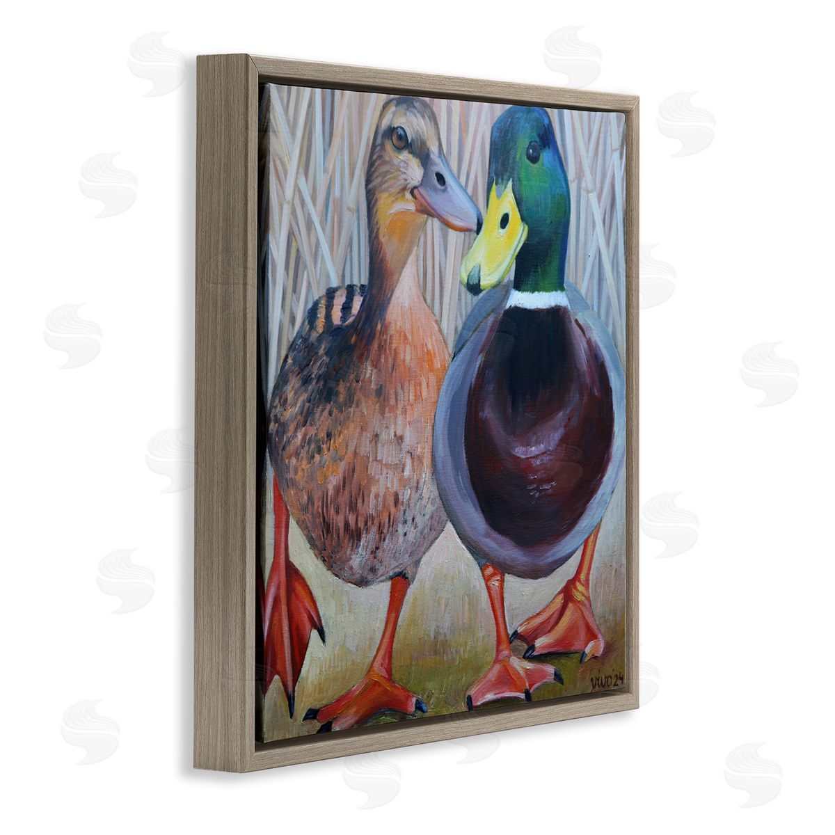 Violeta Vollmer Mallard & Brown Ducks Canvas Wall Art Print