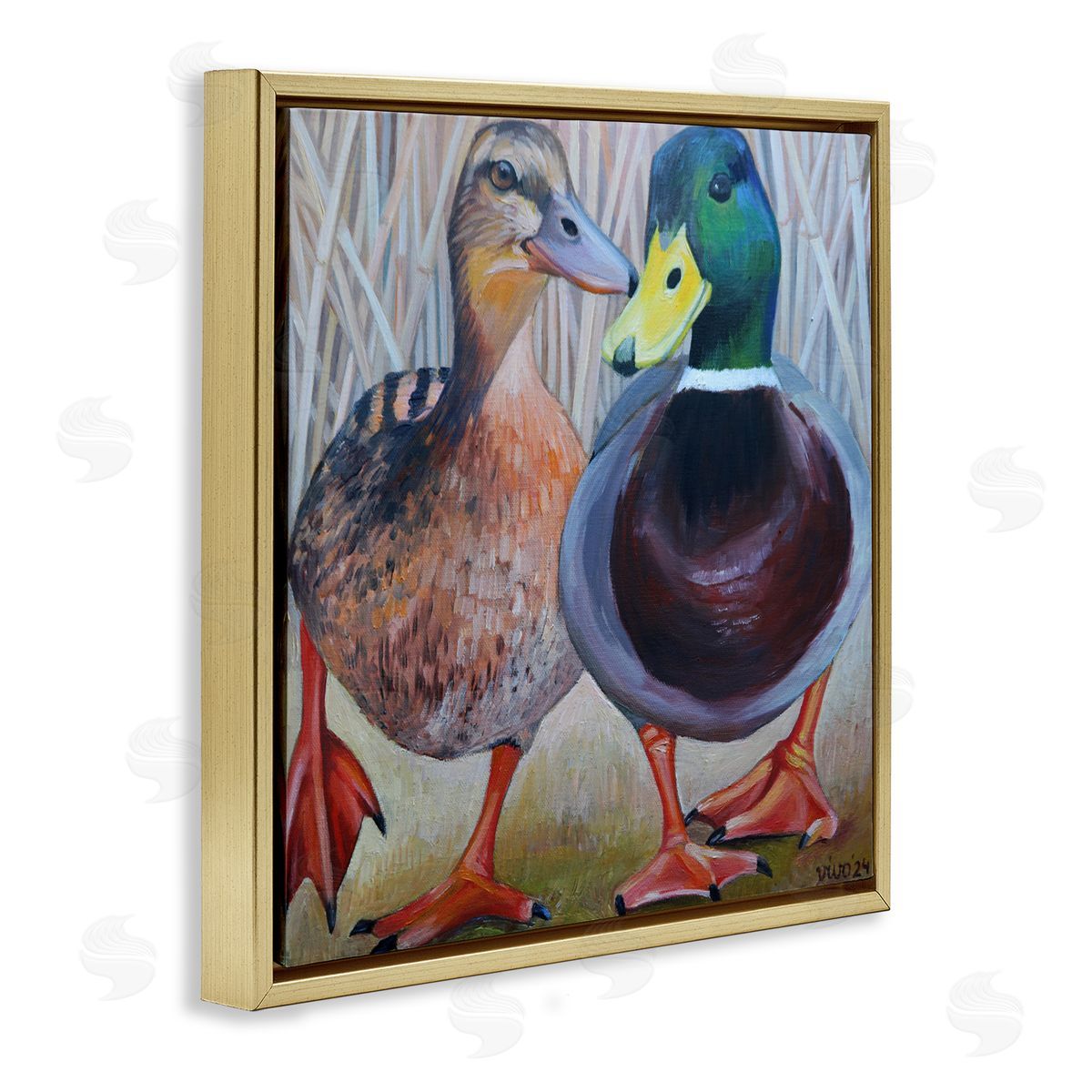Violeta Vollmer Mallard & Brown Ducks Canvas Wall Art Print
