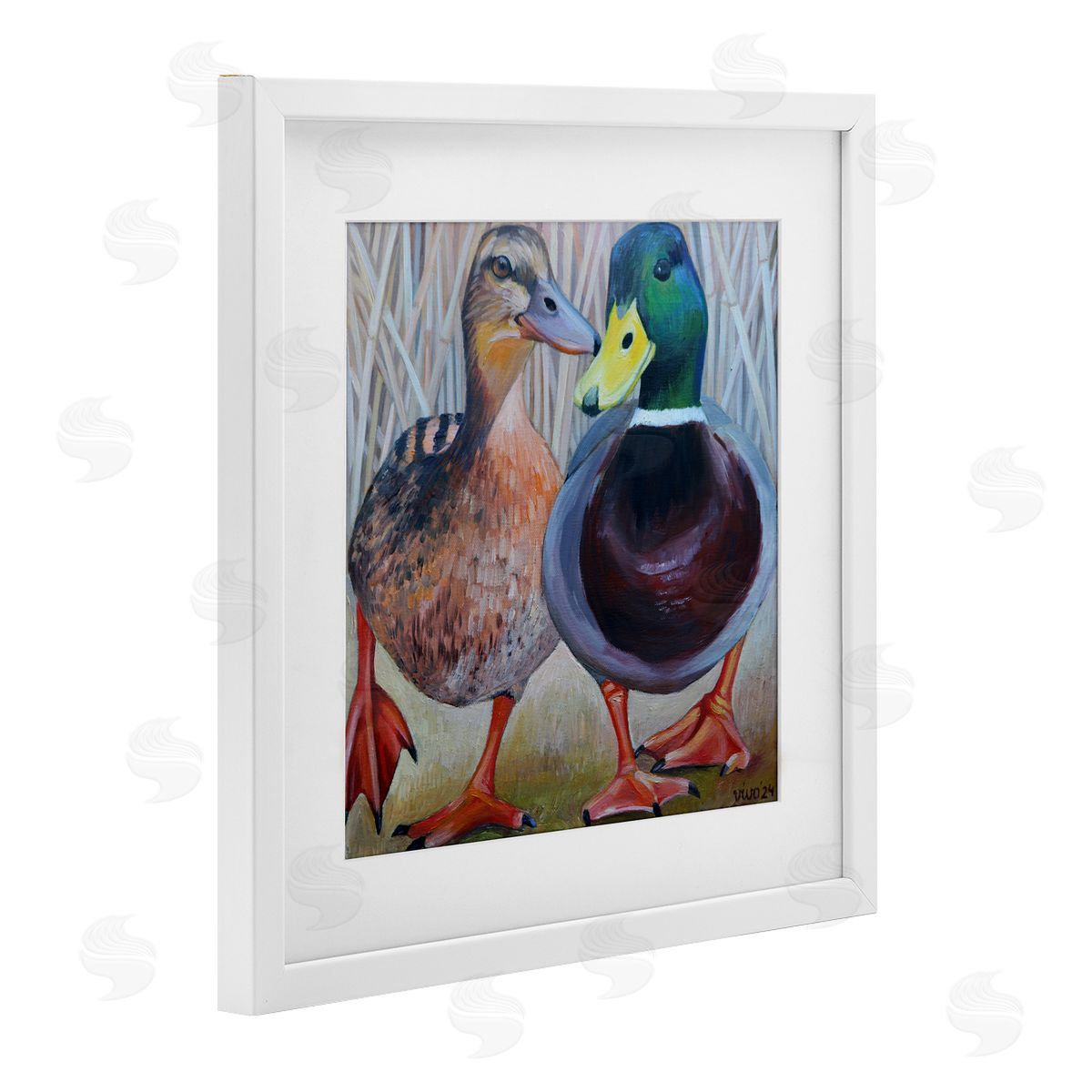 Violeta Vollmer Mallard & Brown Ducks Canvas Wall Art Print