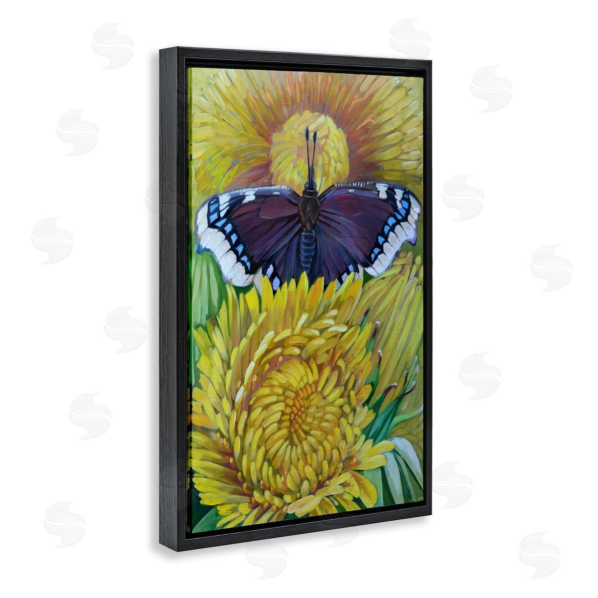 Violeta Vollmer Butterfly & Yellow Chrysanthemums Canvas Wall Art Print