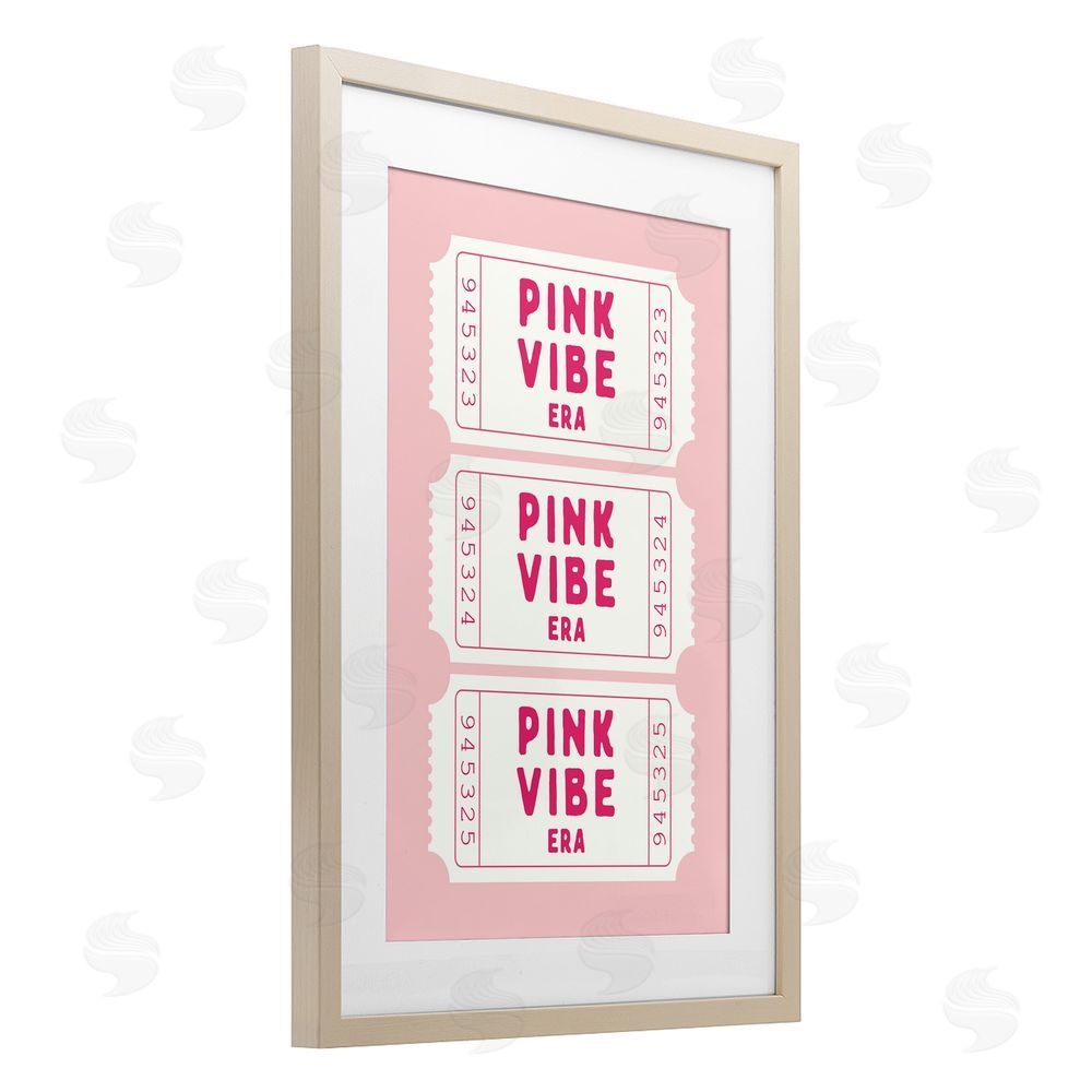 Lettered and Lined Pink Vibe Era Tickets Birch Framed Print Under Glass Art