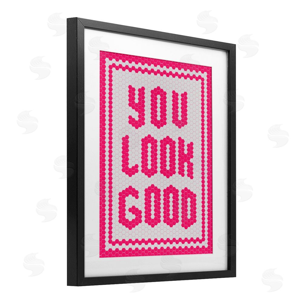 Lettered and Lined You Look Good Magenta Mosaic Black Framed Print Under Glass Art