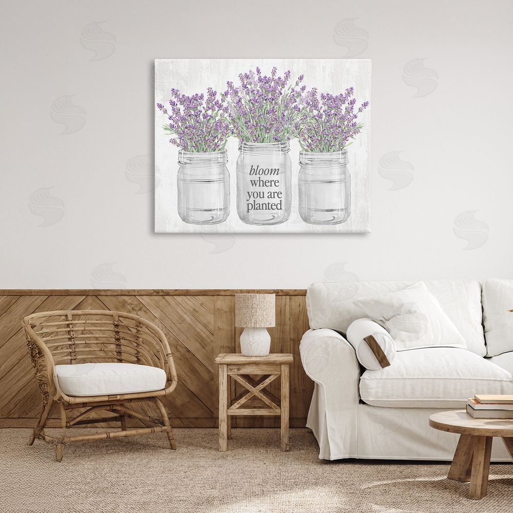 Lettered and Lined Where You're Planted Rustic Canvas Art on Wall