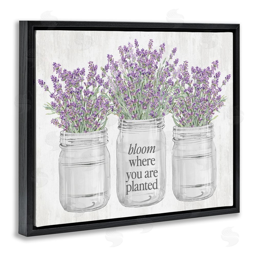 Lettered and Lined Where You're Planted Rustic Black Floating Frame Canvas Wall Art Print