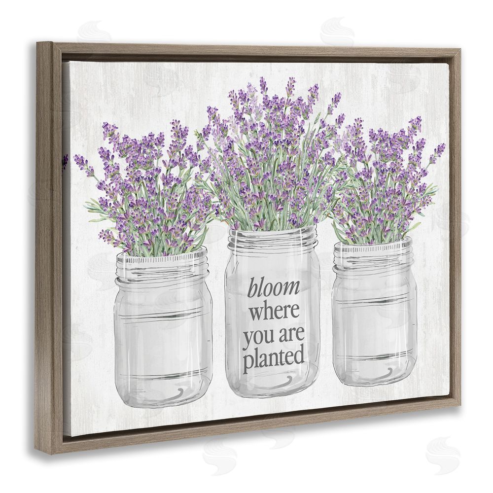 Lettered and Lined Where You're Planted Rustic Brown Floating Frame Canvas Wall Art Print