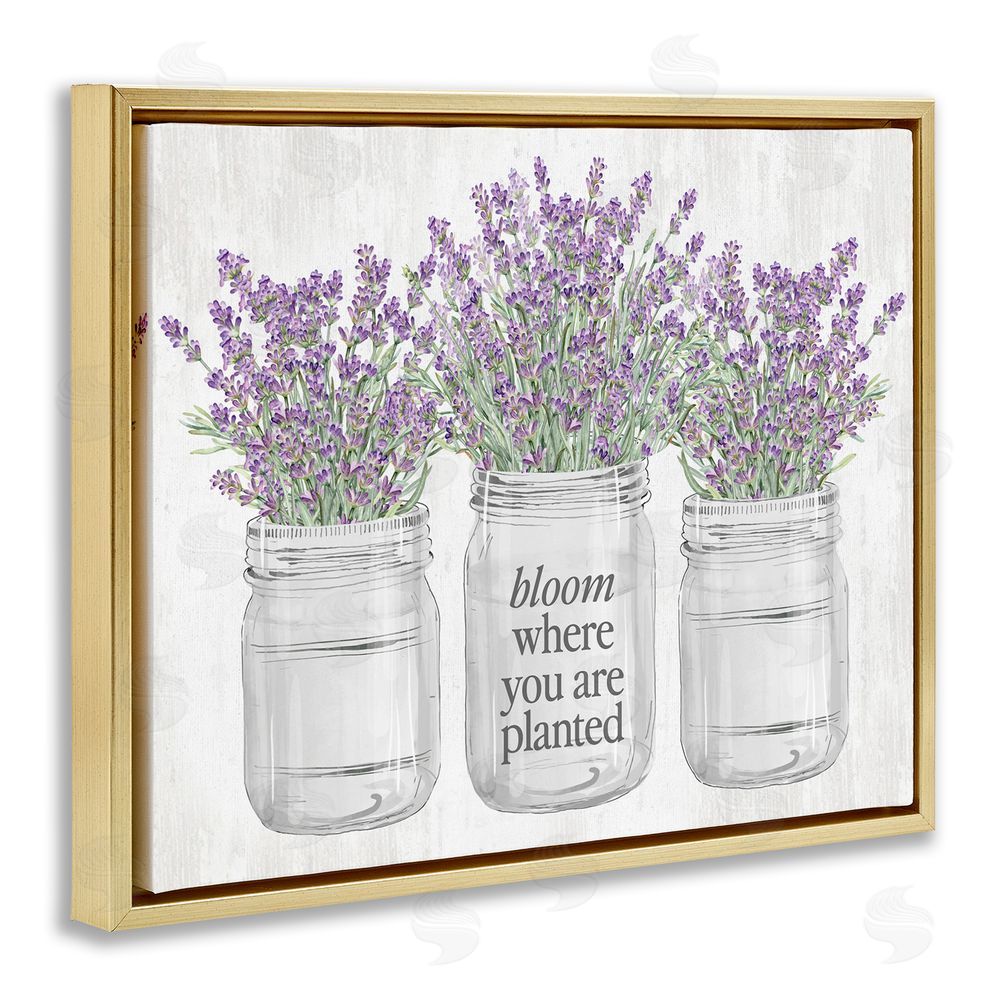Lettered and Lined Where You're Planted Rustic Gold Floating Frame Canvas Wall Art Print