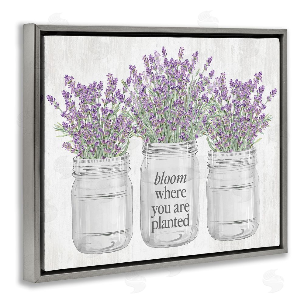 Lettered and Lined Where You're Planted Rustic Gray Floating Frame Canvas Wall Art Print