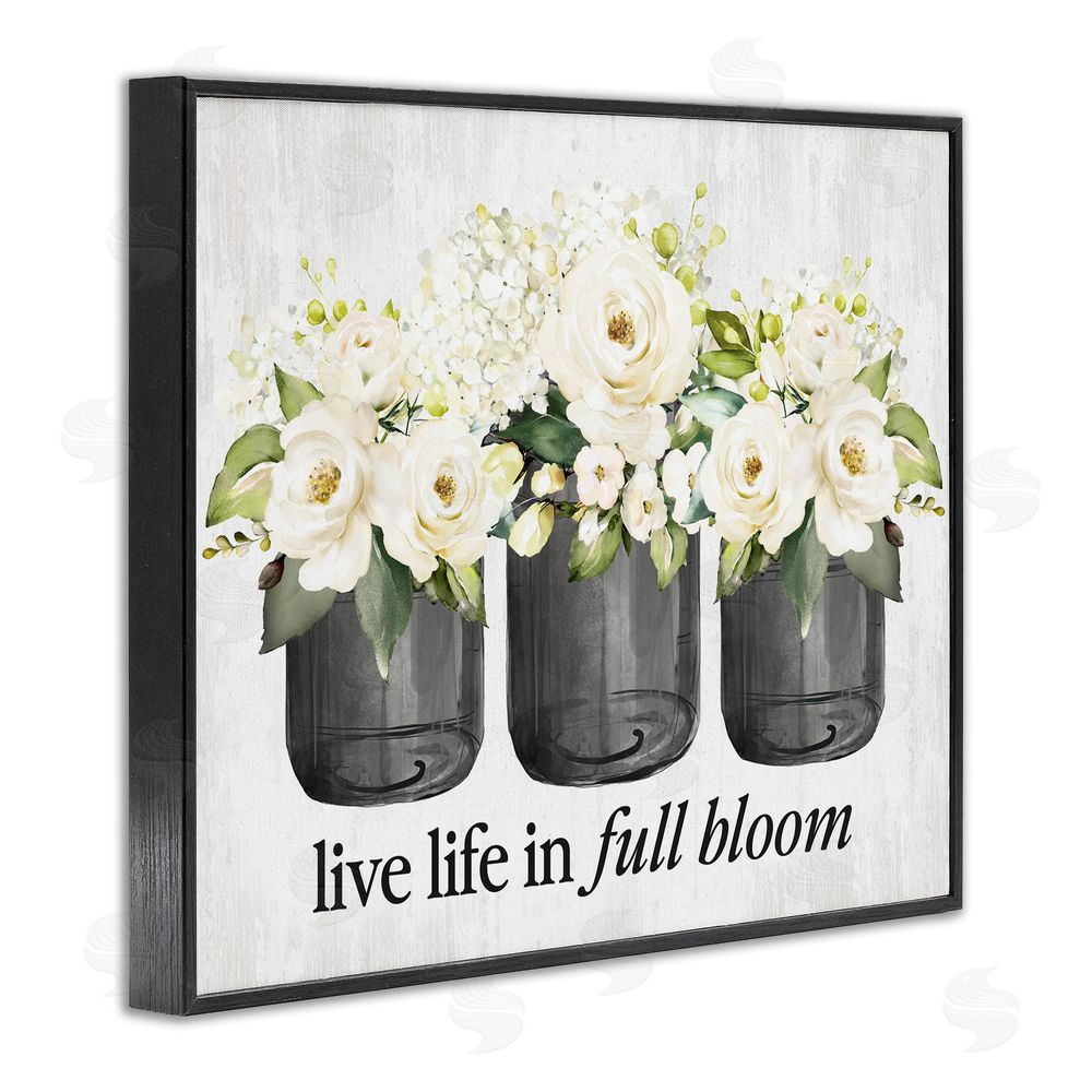 Lettered and Lined Life In Full Bloom Rustic Black Framed Giclee Wall Art Print