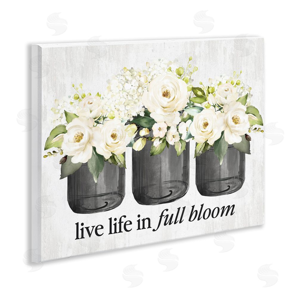 Lettered and Lined Life In Full Bloom Rustic Wall Plaque Art Print