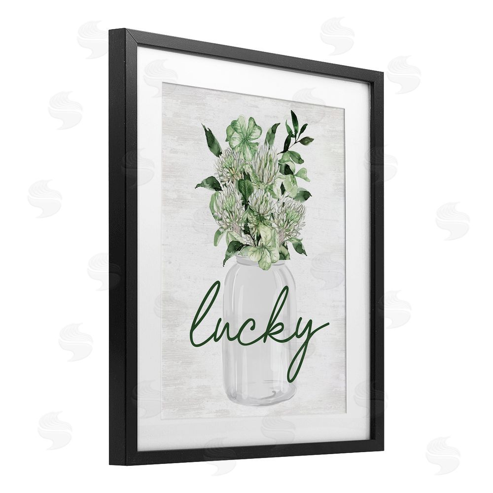 Lettered and Lined Lucky Spring Botanicals Black Framed Print Under Glass Art